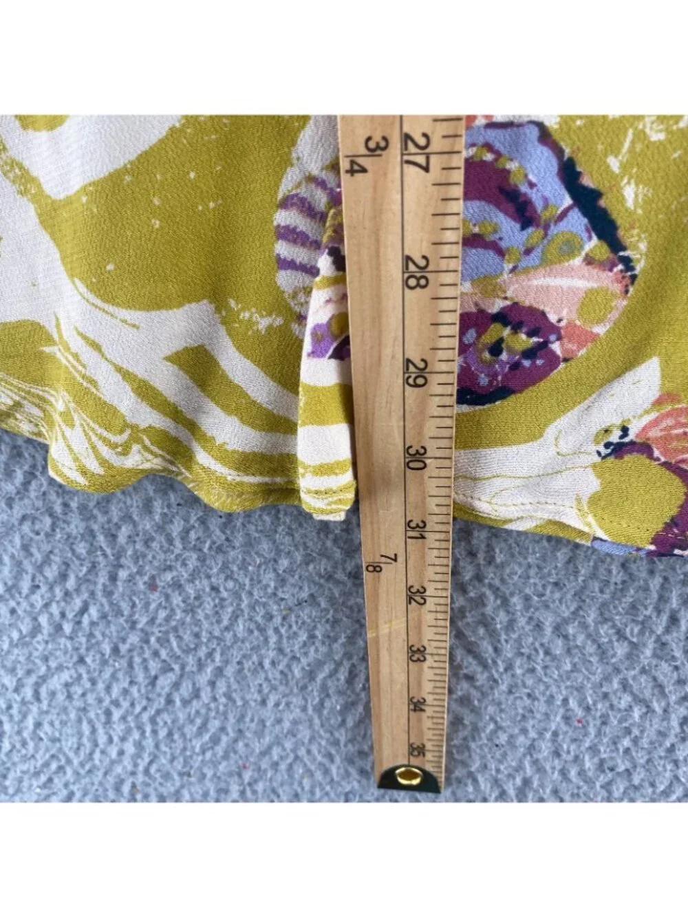 Free People Top Women Extra Small Yellow Floral Cold Shoulder Bell Bishop Sleeve
